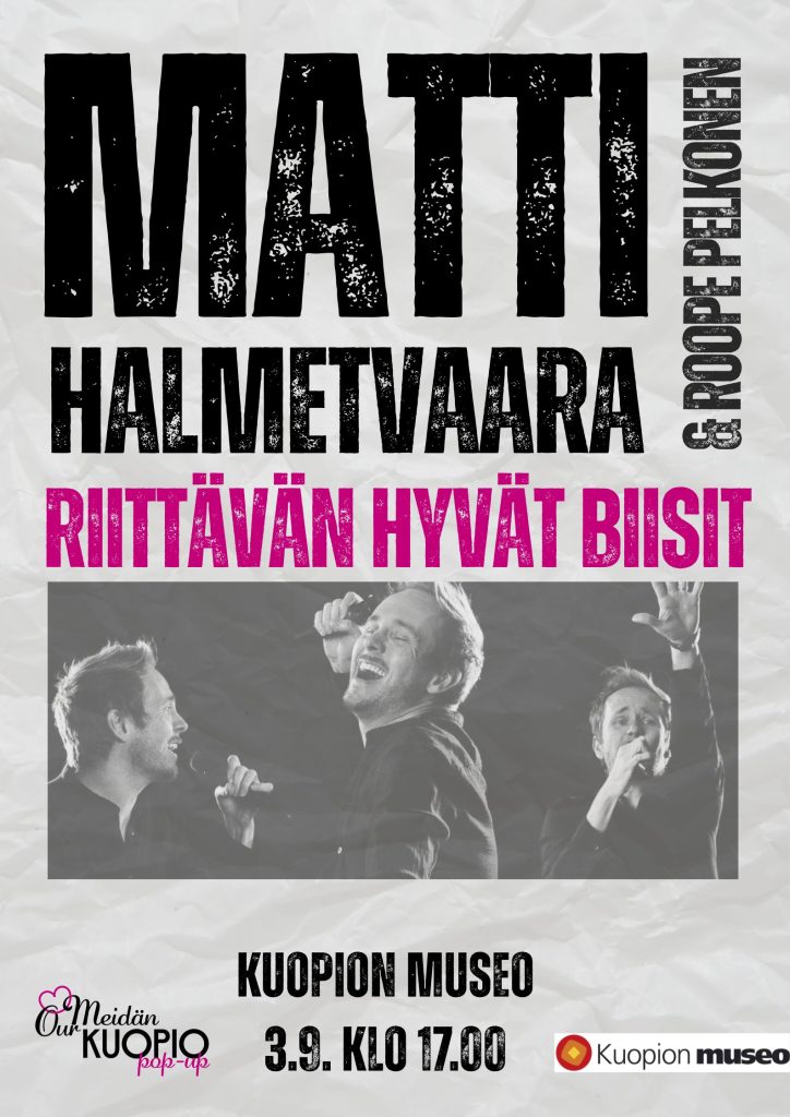 Harmaapohjainen keikkajuliste Matti Halmetvaara