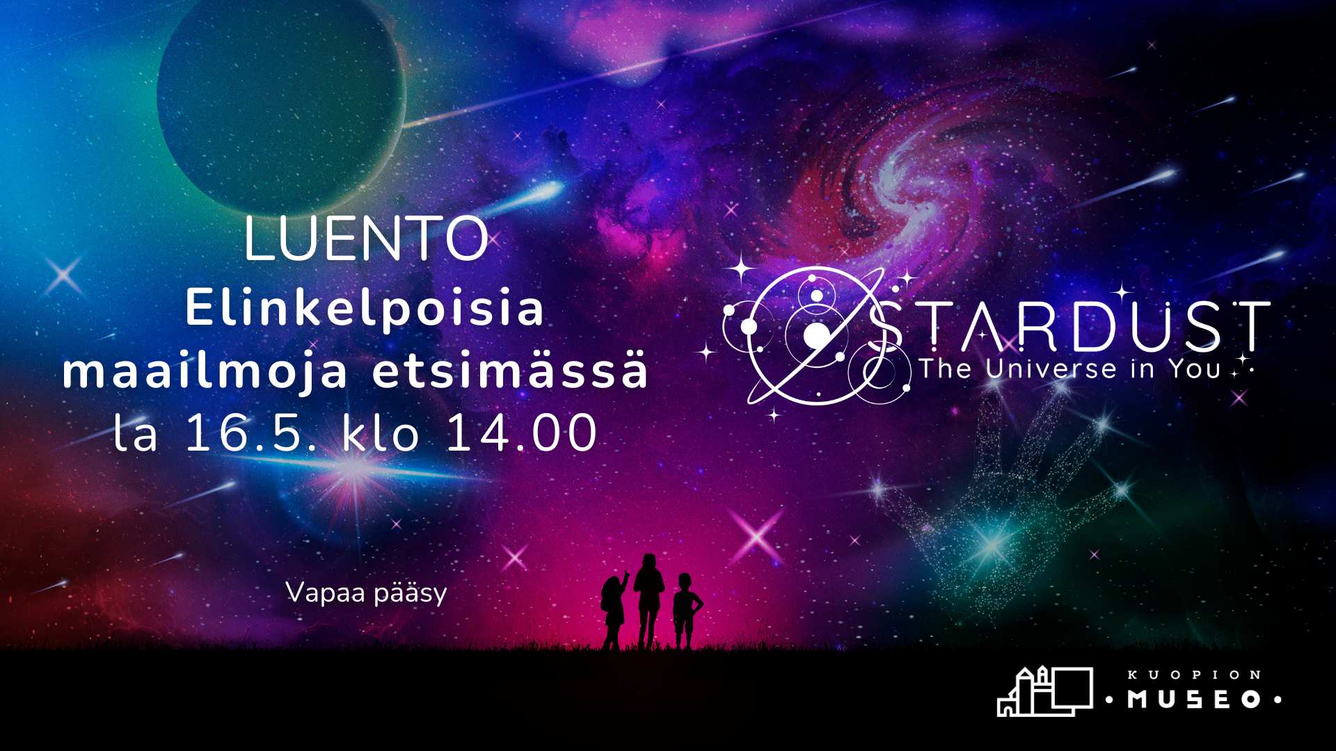 Värikäs universumi, etualalla ihmissiluetteja