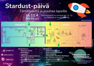 pohjapiirroskartta museon ja kirjaston stardust-tapahtumasta