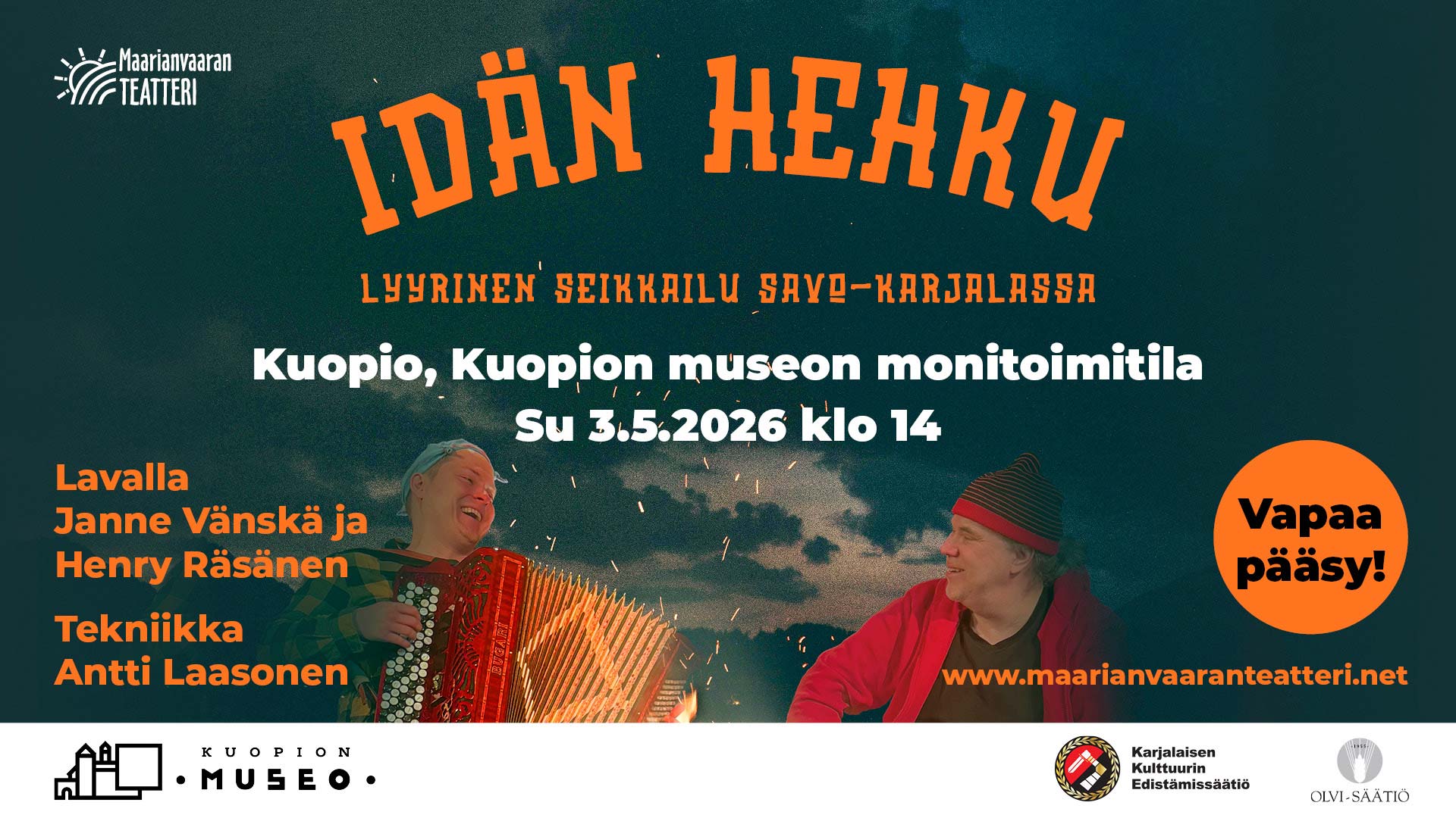 kaksi miestä esiintymismainoksessa