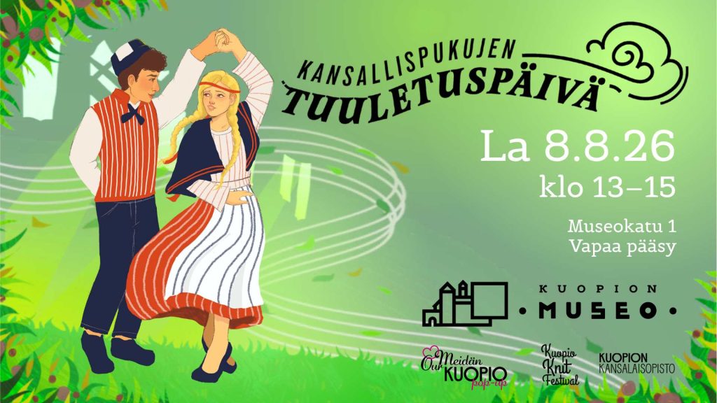 Piirretty kansantanssipari, vihreä tausta