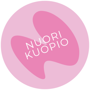Nuori Kuopio -teksti vaaleanpunaisen ympyrän sisällä